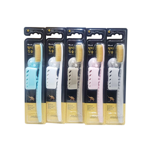 韩国进口688王打大头成人牙刷中软毛加长带挂吸盘护龈清洁抗菌4支