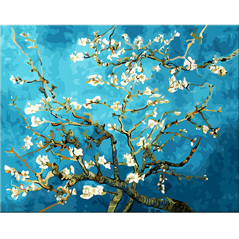 diy数字油画梵高杏花治愈手绘