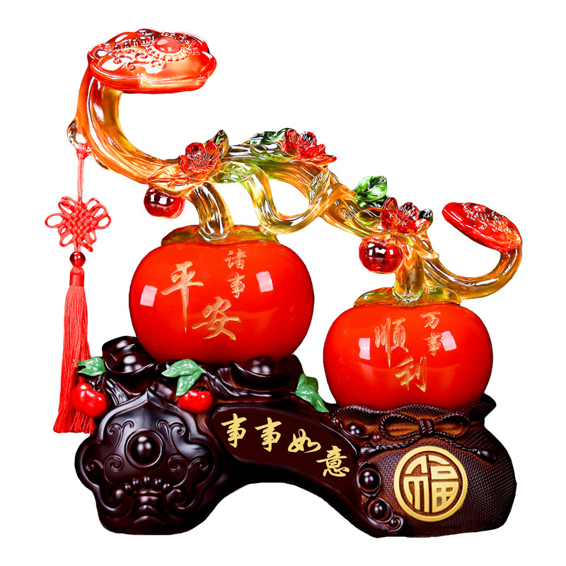 事事如意柿子摆件店铺公司客厅电视酒柜玄关装饰乔迁新居开业礼品