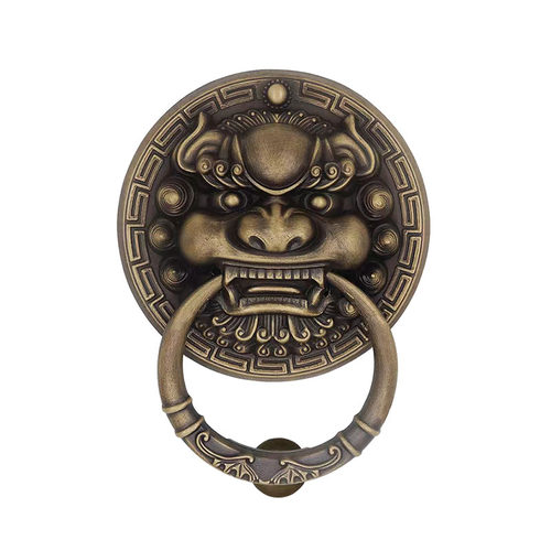 中式仿古小兽头抽屉门环铜拉手古典装饰拉环大门纯铜老虎头门把手