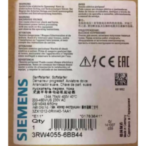 议价3RW4055-6BB44西门子软启动75kW/400V 3RW40556BB44现货议价