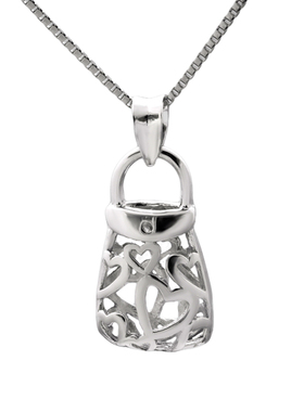 925银镂空小拎包吊坠防过敏女