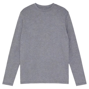 Basic House/百家好白色圆领长袖T恤打底衫女士春季简约内搭上衣