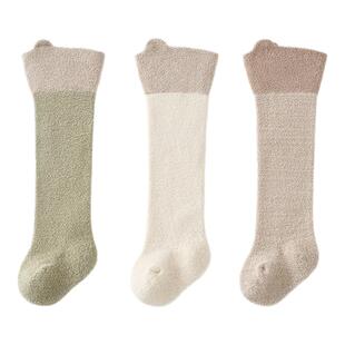 童泰婴儿袜子宝宝高筒袜男童女童过膝长筒袜儿童无骨袜头宽口袜