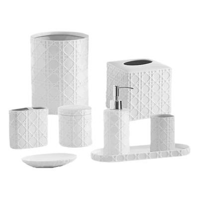 纽约下城公园进口博蒂加立体编织花纹白陶瓷浴室洗漱套件口杯