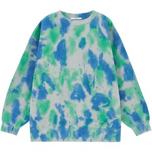 SLY 夏季日系扎染撞色宽松泡泡袖休闲卫衣030FAA80-5260