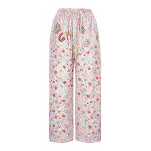 TCH2025冬季新款烫钻慵懒风花色加绒高腰阔腿休闲裤女T75D20E1238