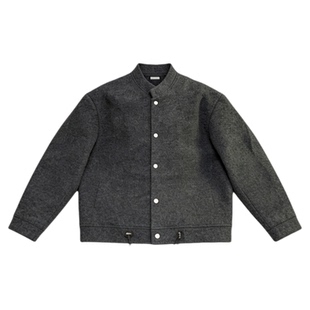 INKNOTS复古老钱风纯羊毛立领夹克外套男女灰色百搭cleanfit上衣