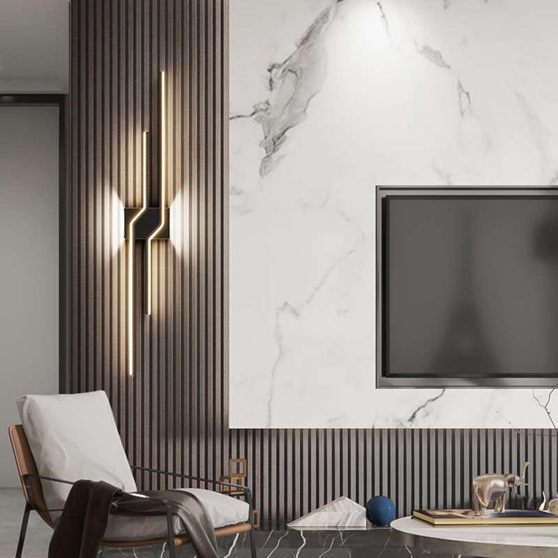 现代简约客厅沙发背景墙格栅卧室壁灯楼梯过道极简长条充电墙壁灯