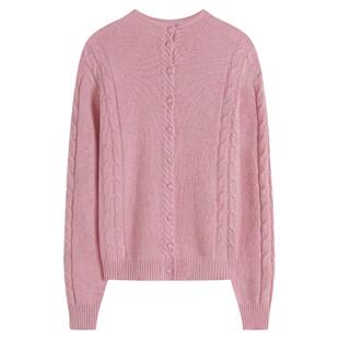 邱莹莹HELA AOMI“粉麻花”兔毛松弛纸片人开衫羊驼毛针织衫