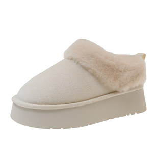 白色厚底皮毛一体保暖雪地靴子女鞋2025年新款冬季加绒东北大棉鞋