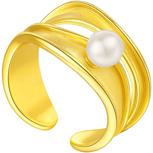 潮宏基至简S925银戒指贝珠镶嵌开口戒南法风浪漫送女友礼物女J