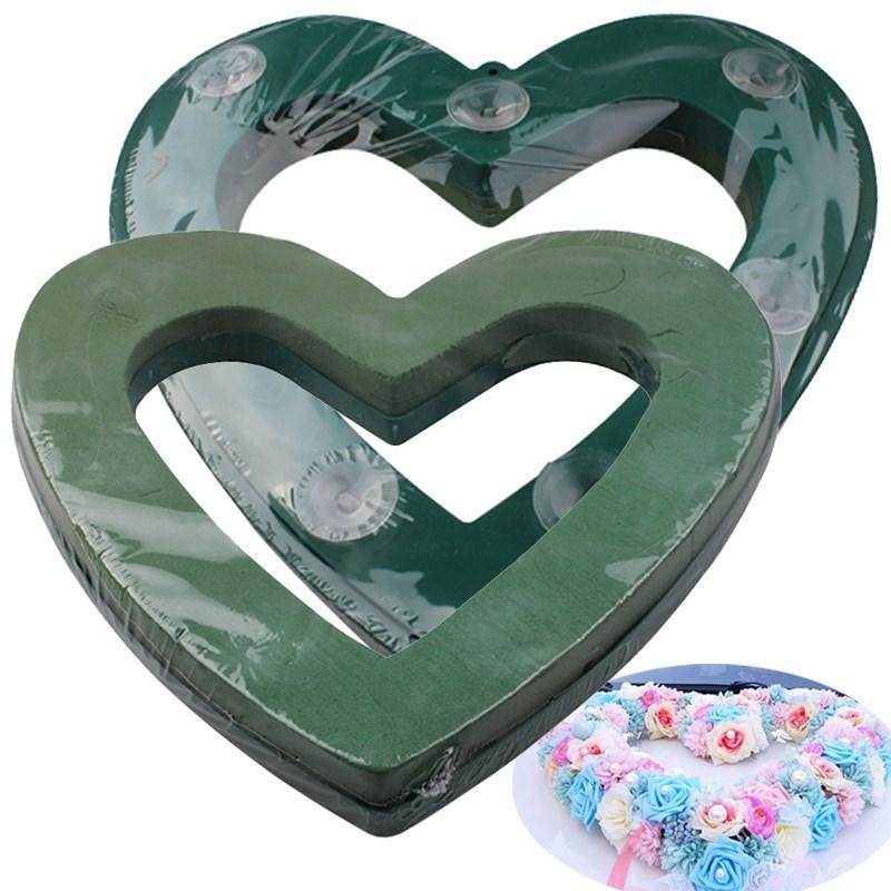 带底花店组合花盘插花绿色插泥布置婚车花泥带吸盘车贴装车环形