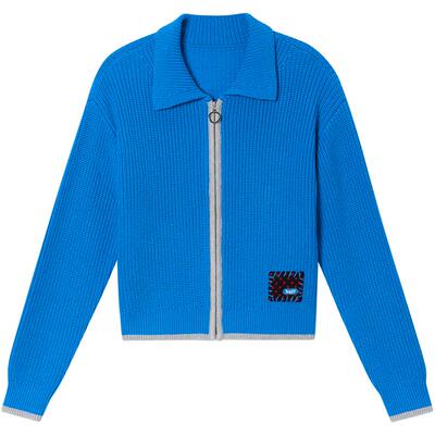 ToyzY蓝色翻领针织开衫拉链毛衣羊毛混纺2026年春新款ZC36106080