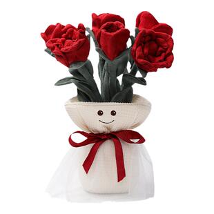 McHugs浪漫玫瑰手捧花玩偶娃娃定制刺绣情侣纪念日生日告白礼物女