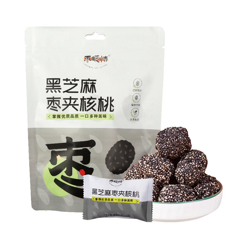 黑芝麻枣夹核桃仁健康养生零食