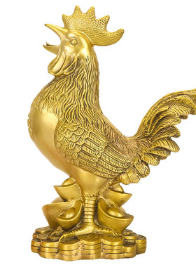 铜鸡摆件纯黄铜大公鸡金鸡吉祥物
