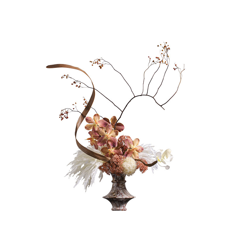 墨色林莽 中古风大理石纹理花艺仿真花/假花