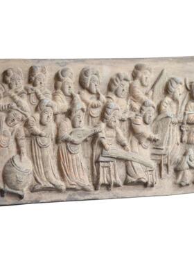 汉代画像砖集市图酿酒图狩猎图车马图古建筑前面装饰摆件拓片模板