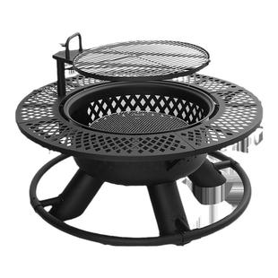 户外烧烤炉家用烤火炉围炉煮茶柴火取暖炉庭院篝火盆别墅烤火桌