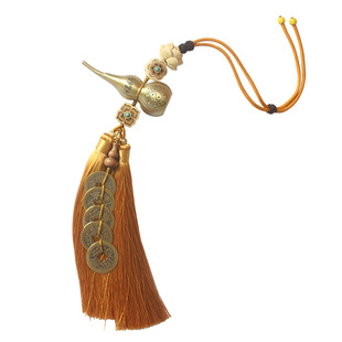 新房家居入住铜葫芦五帝铜钱流苏挂件门对门黄色穗子卧室床头招财