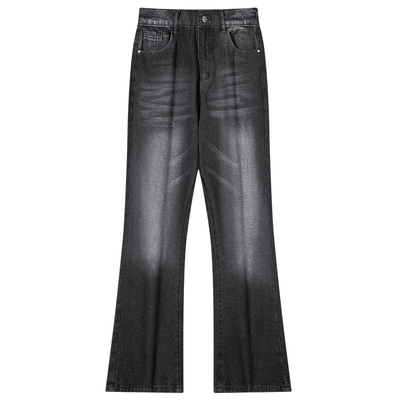 班尼路秋冬加绒美式微喇牛仔裤男