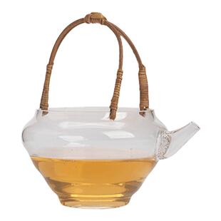 圭隐堂耐热玻璃手工藤编提梁泡茶碗家用复古冷泡茶壶公道杯分茶器