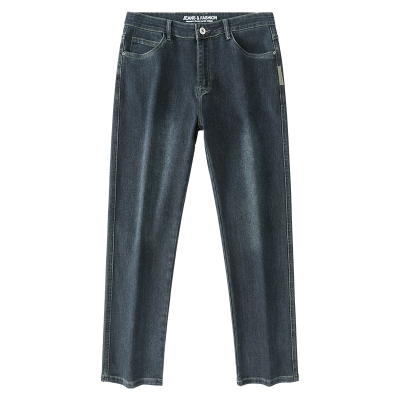 秋冬加绒宽松直筒弹力牛仔裤男士