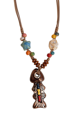 新中式彩色小鱼吊坠项链女