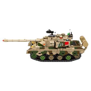 中国产拼插ZTZ-96B坦克模型拼装土色主战积木国产装甲战车玩具
