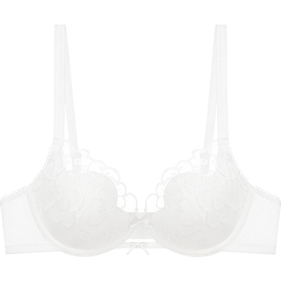 好奇蜜斯性感内衣女纯欲大胸显小文胸罩套装小胸薄防下垂白不空杯