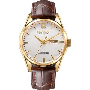 雷克斯正品潮流防水皮带男士手表男表品牌全自动机械表礼物送男友