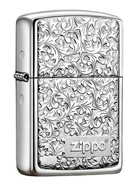 ZIPPO打火机原装正品贴章纯银唐草KR8专柜高档生日送男朋友礼物