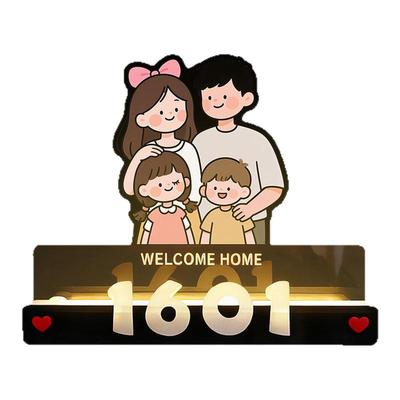 创意卡通发光门牌号定制