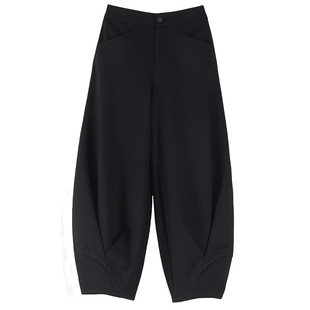 天香缘女裤2025秋冬季黑色高腰休闲灯笼裤哈伦花苞裤水兵舞97638