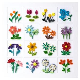 赛卓正方形16宫格衍纸画手工diy材料包硬卡纸彩色幼儿园立体创意衍纸作品格子相框益智卷纸画衍纸笔工具套装