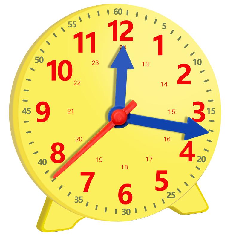 钟表模型小学教具一二年级小学生学习认识时间12/24小时三针联动数学时钟教具钟面学具儿童学时钟原理教学用
