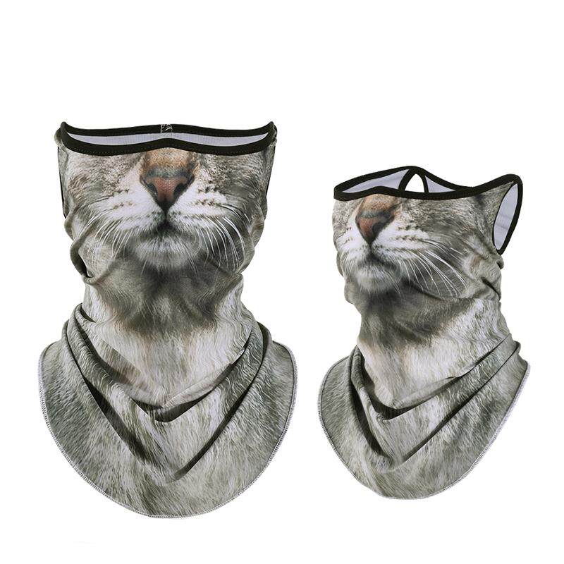 GUMAO动物狗狗3D挂耳防晒面罩围脖套半遮面口罩搞笑版猫咪面罩