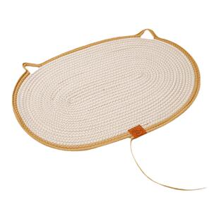 夏季猫窝棉线编织大饼脸猫耳耐抓耐磨宠物抓垫凉席大号带球自嗨垫