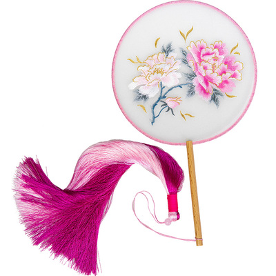 颖之韵刺绣扇牡丹桃花挽月舞扇子