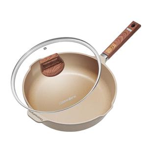 麦饭石炒锅不粘锅家用小平底锅电磁炉燃气灶专用炒菜锅家用不沾锅