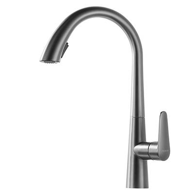 厨房水槽枪灰色冷热水龙头天鹅颈抽拉式可万向旋转洗菜盆水槽龙头