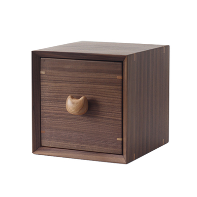 桌面全实木简约方块抽屉式收纳箱