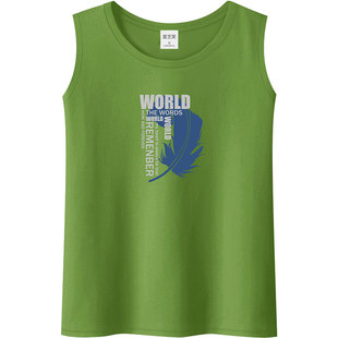 牛油果绿色宽松精梳棉吊带背心女内搭夏季新款印花无袖t恤打底衫