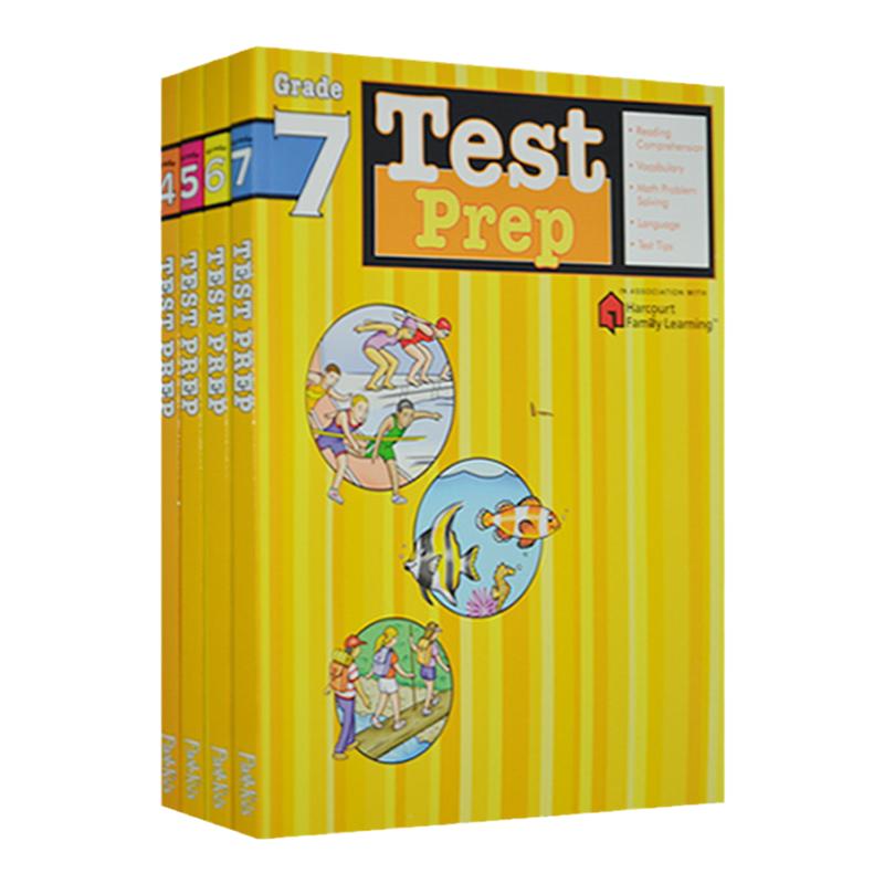 Flash Kids Harcourt Family Learning Test Prep 4-7级 reading comprehension阅读理解    4册 全彩版英文家庭练习册
