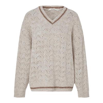 软糯毛衣moussy撞边V领套头