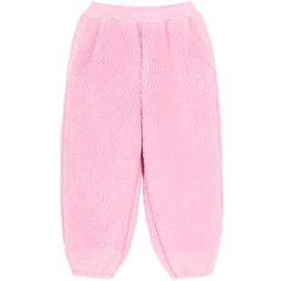 woobaby儿童仿羊羔绒加厚保暖休闲长裤可外穿家居服25冬男童女童