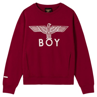 【以梦为马】BOYLONDON新春红圆领针织卫衣春季男女同款N03067