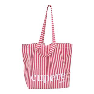 別來無恙【享受现在】大容量条纹托特包单肩帆布包休闲敞口字母包