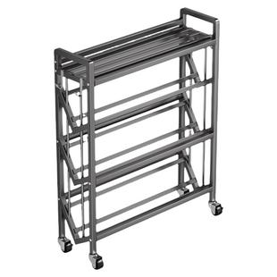 书架落地置物架带轮一体靠墙移动儿童书本简易多层铁艺储物收纳柜